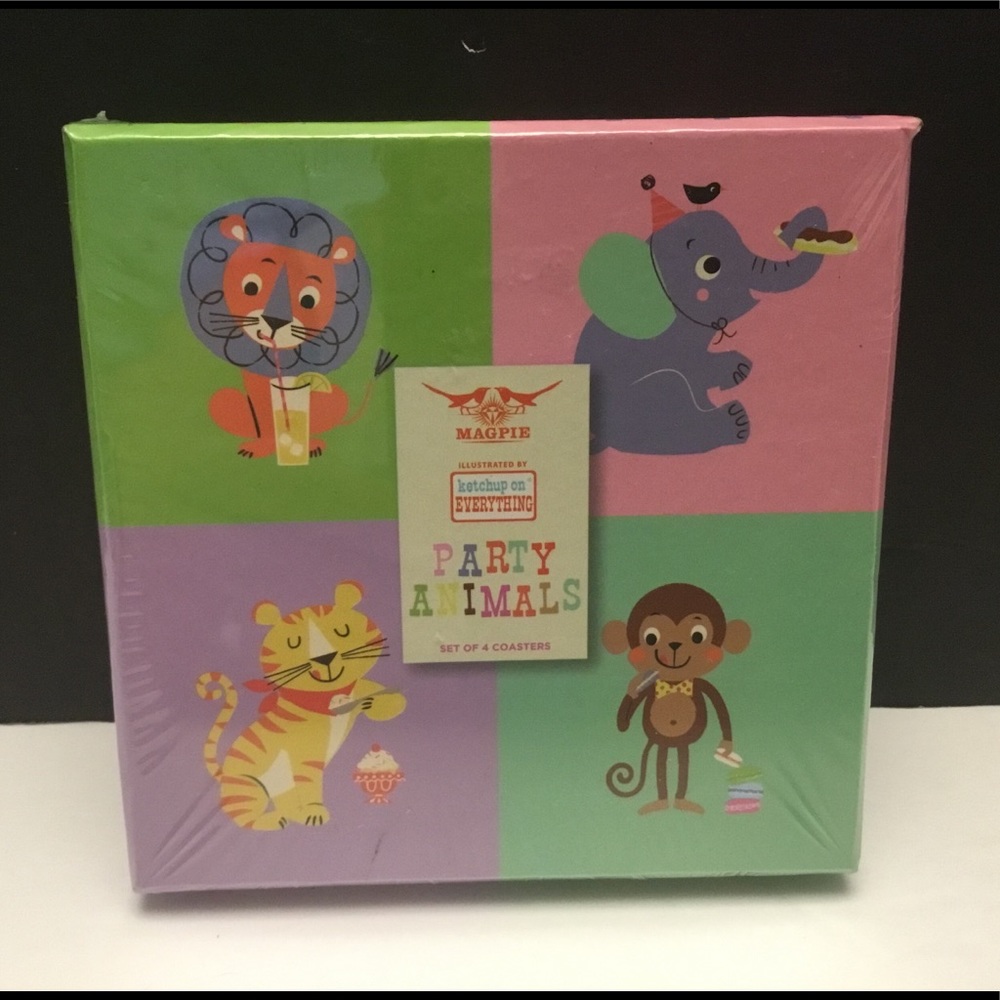 Magpie coasters set of 4